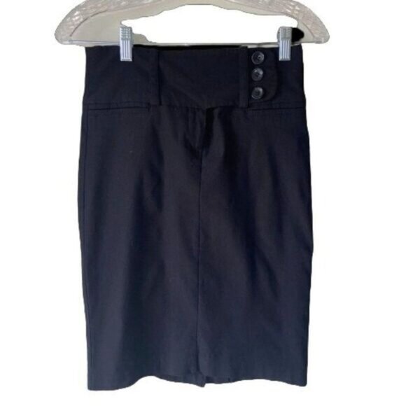 PAPAYA‎ Ladies Black Knee Length Stretchy Back Slit Skirt Large - Picture 1 of 8